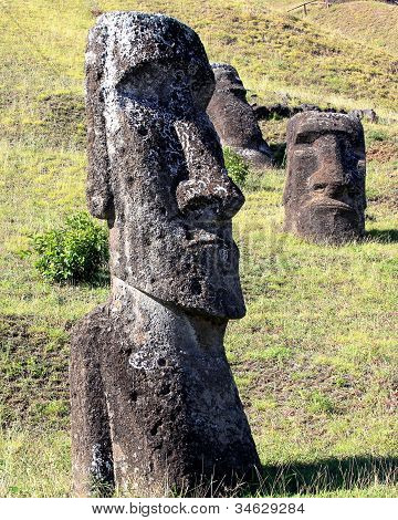 Estatua moai en Isla de Pascua de la cantera.