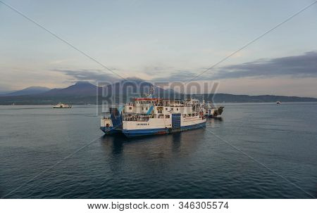 Banyuwangi, Indonesia - Januari 18, 2020 : Beautiful Morning At Ketapang Port Banyuwangi Indonesia
