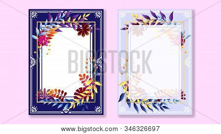 Colorful Flower Frame Greeting Card Vector Illustration.