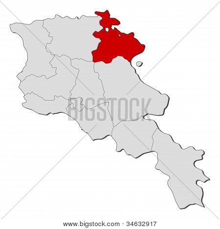 Mapa z Arménie, Tavuš zvýrazněny