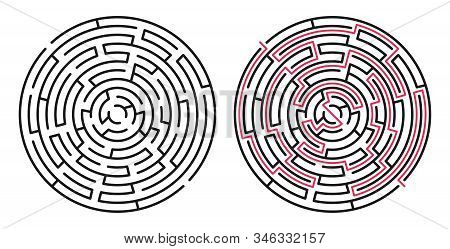 Abstract Maze / Labyrinth With Entry And Exit. Vector Labyrinth 281.