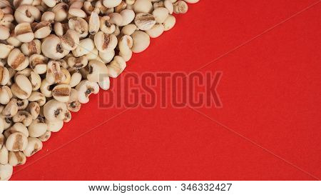 Job's Tears, Also Known As Adlay And Coix On Red Background. Popular In Asian Cultures As A Food Sou