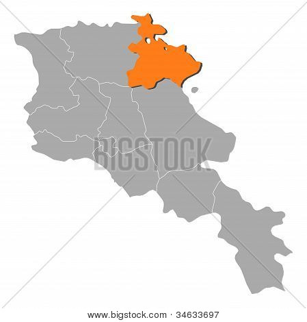 Mapa z Arménie, Tavuš zvýrazněny