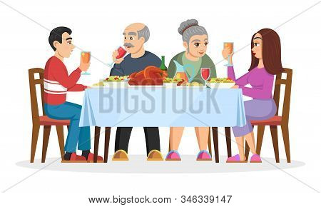 Adult Children Getting To Know With Parents Of His Or Her Chosen One. Friendly Family Celebtrating H