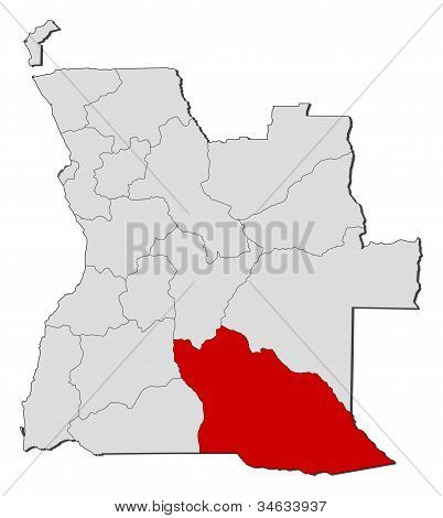 Mappa dell'Angola, Cuando Cubango evidenziata