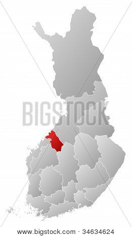 Karta över Finland, Mellersta Österbotten belyst