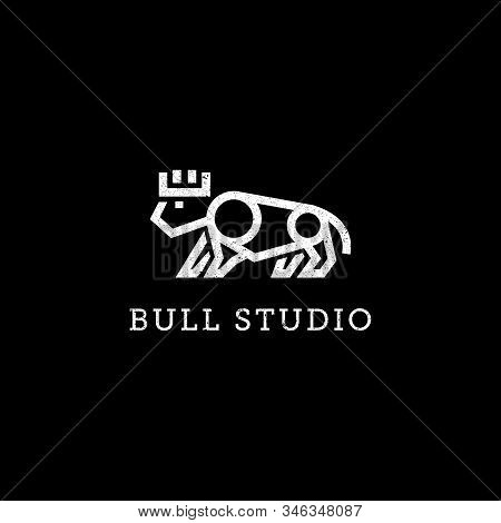 Bull Photo Video Studio Logo Vector Illustration, Can Use For Your Trademark, Branding Identity Or C