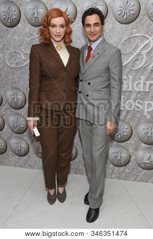 LOS ANGELES - DEC 07:  Christina Hendricks and Zac Posen arrives for the Brooks Brothers Holiday Celebration Honoring St. Jude on December 07, 2019 in West Hollywood, CA