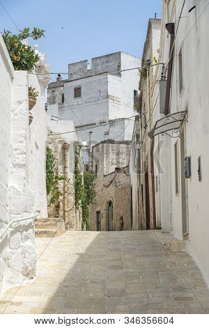 White Buildings Of Ginosa Di Puglia, Taranto, Apulia, Southern Italy, Historic Town