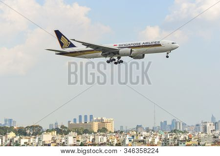 Passenger Airplane Landing At Saigon Airport