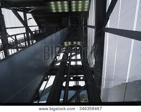 In Construction Of Ski Jump Elevator In Holmenkollen Near European Capital City Of Oslo In Norway, C
