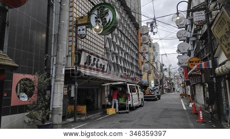 Osaka, Japan- 28 Nov, 2019: Quiet Dotonbori Area In Osaka During The Dawn Period. Dotonbori Is A Pop