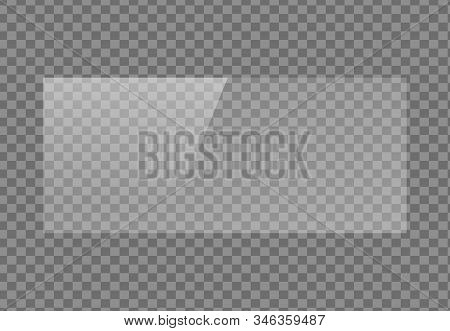 Realistic Mirror Or Window Reflection Texture Effect Rectangular 21x9 Glass Plate. Light Glare For A