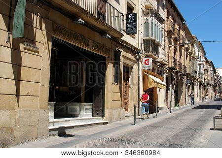 Ubeda, Spain - July 28, 2008 - Old Town Shopping Street, Ubeda, Andalucia, Spain - July 28, 2008