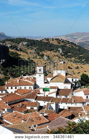 Grazalema, Spain - August 01, 2008 - Elevated View Of The Town And Surrounding Countryside, Grazalem