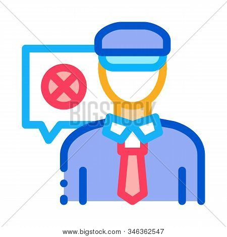 Policeman Denial Icon Vector. Outline Policeman Denial Sign. Isolated Contour Symbol Illustration