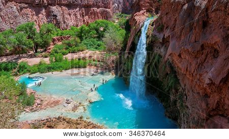 Havasu Falls, Waterfalls In The Grand Canyon, Arizona, Usa
