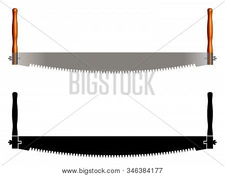 Two Man Crosscut Saw Icons Set. Vector Illustration