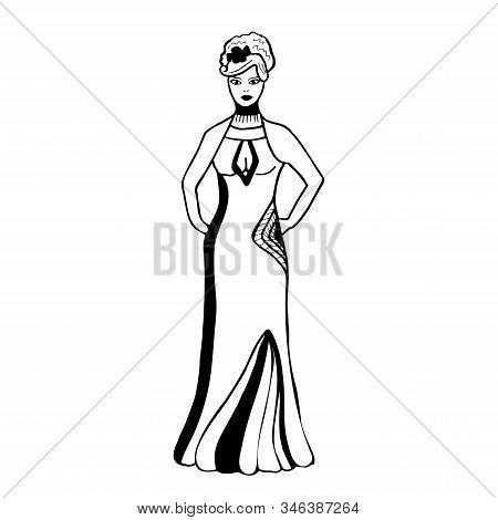 Ashion Sketch Of A Woman In An Evening Dress