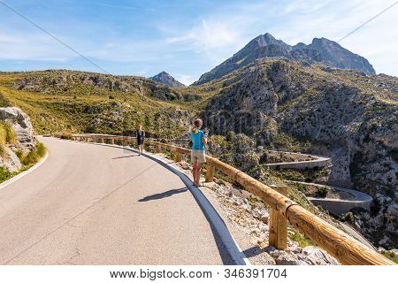 Mallorca Spain - May 7, 2019: The Mountainous Northwest Coast Of The Island Of Majorca. Spain