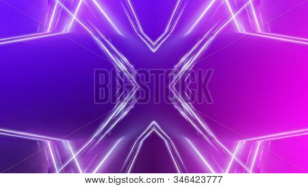 Ultraviolet Abstract Light. Diode Tape, Light Line. Violet And Pink Gradient. Modern Background, Neo