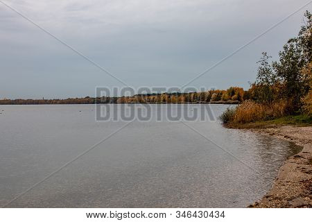 Autumnal View From Lake Cospudener See A Former Brown Coal Opencast Mine In The South Of Leipzig In 