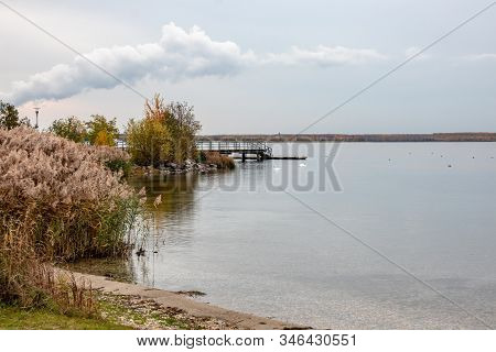Autumnal View From Lake Cospudener See A Former Brown Coal Opencast Mine In The South Of Leipzig In 