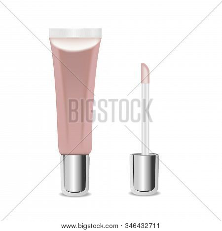 Cosmetic Tube With Eyeshadows. Plase For Text. Vector
