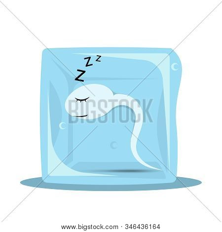 Sperm Freezing. Frozen Sperm In A Cube Of Ice. Cryopreservation Of Seeds. Artificial Insemination. S