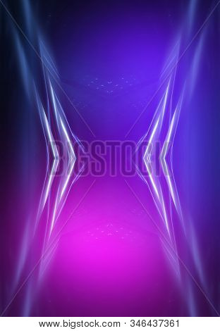 Ultraviolet Abstract Light. Diode Tape, Light Line. Violet And Pink Gradient. Modern Background, Neo