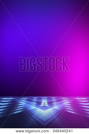 Ultraviolet Abstract Light. Diode Tape, Light Line. Violet And Pink Gradient. Modern Background, Neo