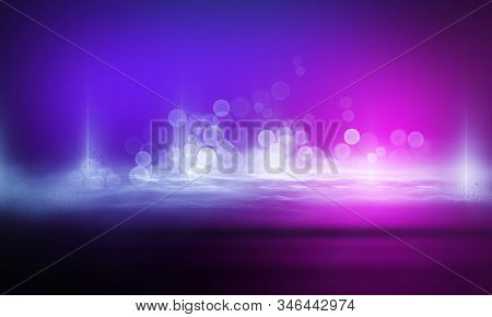 Ultraviolet Abstract Light. Diode Tape, Light Line. Violet And Pink Gradient. Modern Background, Neo