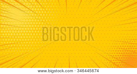 Pop Art Yellow Comics Book Cartoon Magazine Cover. Cartoon Funny Retro Pattern Strip Mock Up. Vector