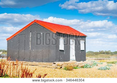 Famous Black Shed With Red Roof On Rye Nature Reserve Used By Shrimp Fishermen Set Outstandingly In 