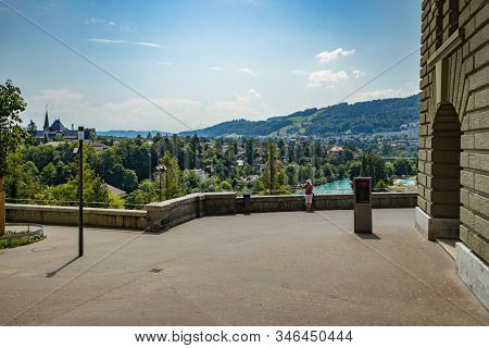 Bern, Switzerland - July 26, 2019: Panoramic View At Sunny Summer Day