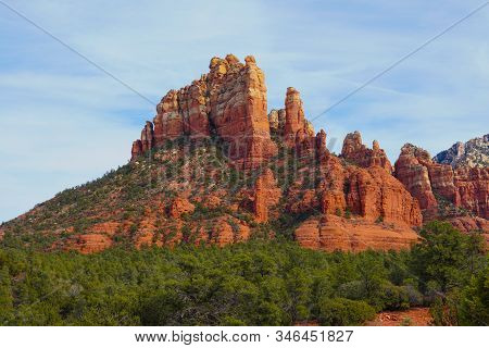 The Spectacular Afternoon Colors Of Sedona`s Legendary Camel Head Rock Sandstone Formation.