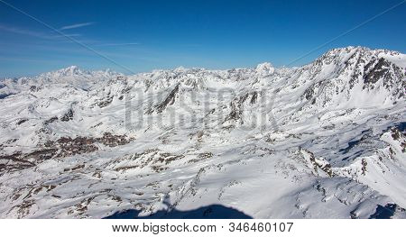 Val Thorens Mont Blanc Peclet View Snowy Mountain Landscape France Alpes