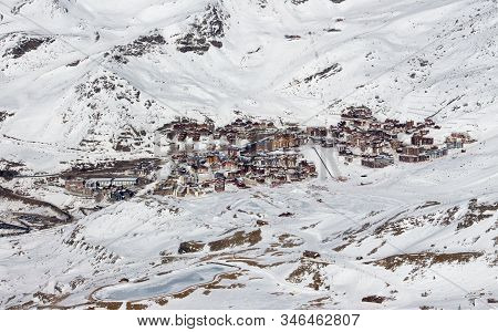 Val Thorens Aiguille Peclet View Sunset Snowy Mountain Landscape France Alpes