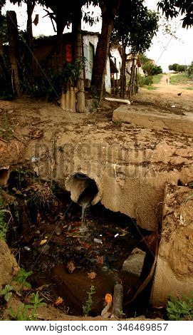 Eunapolis, Bahia / Brazil - August 16, 2010: Sewage Network Is Seen In The City Of Eunapolis.