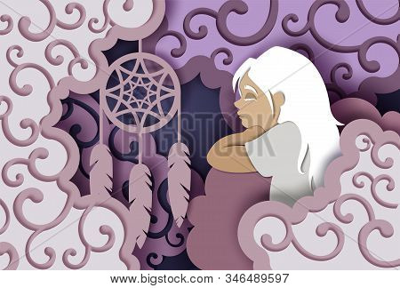 Sweet Dreams Vector Illustration In Paper Art Style