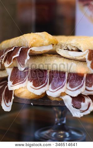 Hamon Serrano With Bread In The Form Of A Sandwich
