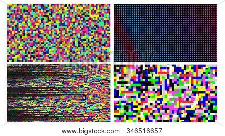 Pixel Noise Of Channel Grain Screen Set Vector
