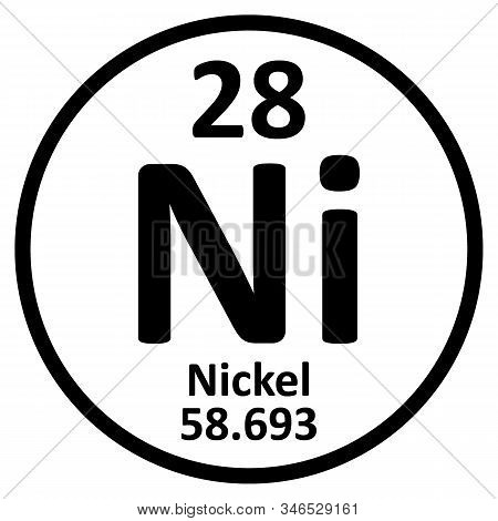 Periodic Table Element Nickel Icon On White Background. Vector Illustration.