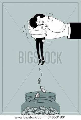 Powerless Used Squeezed Powerless Employee Or Businessman Poster