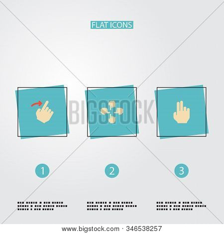 Set Of Gesticulation Icons Flat Style Symbols With Multitouch, Finger, Right And Other Icons For You