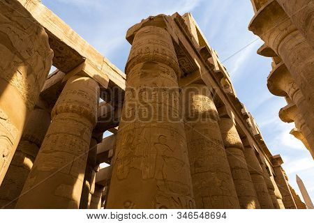 Ancient Ruins Of The Karnak Temple In Luxor (thebes), Egypt. The Largest Temple Complex Of Antiquity