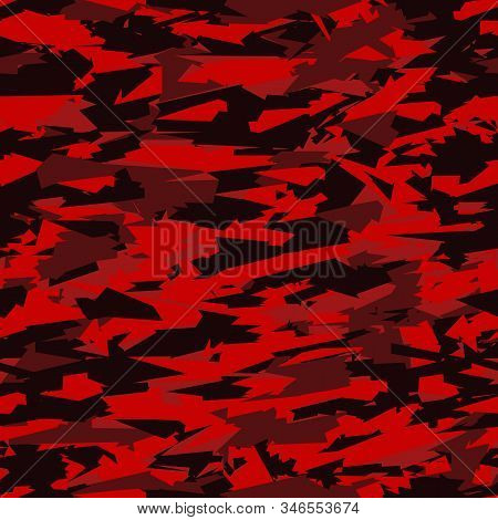 Trendy Abstract Pattern Of Broken Curved Lines Red Background-vector Illustration. Bright Aggressive