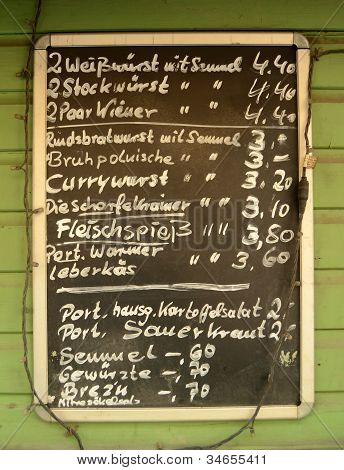 Německé Menu Board