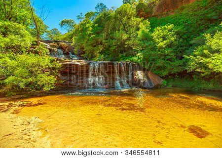 Wentworth Falls, Upper Section Of Blue Mountains In Blue Mountains National Park Near Sydney, New So