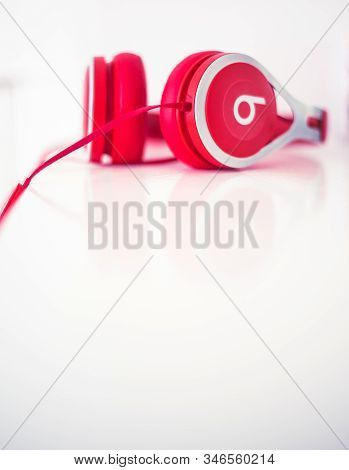 Stirling/scotland - 7 July 2019: Beats By Dr. Dre Red Headphones